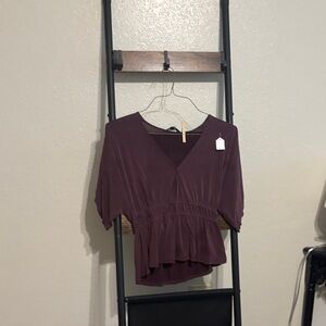 Elegant Plum V-Neck Women's Top